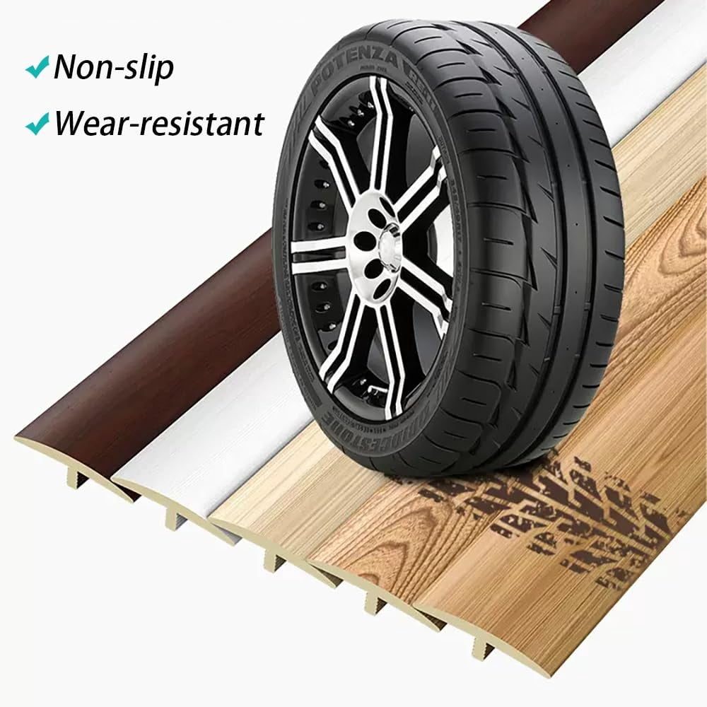 MAGILL T Molding Floor Transition Strip for Tile to Laminate/Vinyl and Carpet, PVC Flat Divider Strip for Joining Flooring Gaps, Self Adhesive Vinyl Floor Edge Strip Wood Grain Finish - Cuttable (Sty