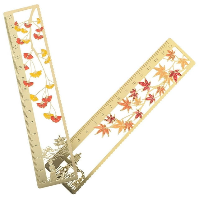 Cute Book Mark Decorative Scale Ruler Metal Reading Aid Perfect For Travelers 16X3.20X0.10CM 2Pcs