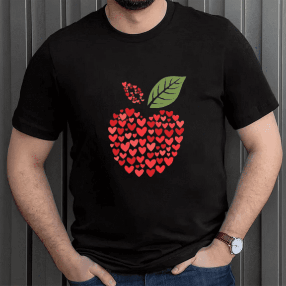 Apple Heart Pattern Fruit Graphic Unisex T-Shirt Cute Autumn Daily Style up to size 5XL