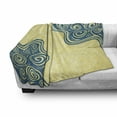 thumbnail image 3 of Abstract Soft Flannel Fleece Blanket, Vintage Style Floral Framework with Ornate Swirled Lines Spirals and Wavy Shapes, Cozy Plush for Indoor and Outdoor Use, 70" x 90", Yellow Blue, by Ambesonne, 3 of 6