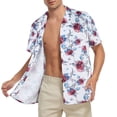 thumbnail image 3 of American Trends Hawaiian Shirt for Men Short Sleeve Button Down Shirts Beach Shirts for Men White With Rose S, 3 of 7