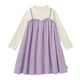thumbnail image 2 of Odeerbi Niñas Punto Rib Twofer Vestido Manga Larga Algodón Primavera Otoño Color Sólido Cuello Redondo Vestido Suelto, 2 of 4