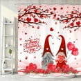 thumbnail image 4 of Valentines Day Shower Curtain, Funny Gnome Couple Red Heart Balloon Tree Leaf Rose, Pink Romantic Love 72 x 72 Inches Polyester Fabric Modern Bathroom Decor Set with 12 Hooks, 4 of 5