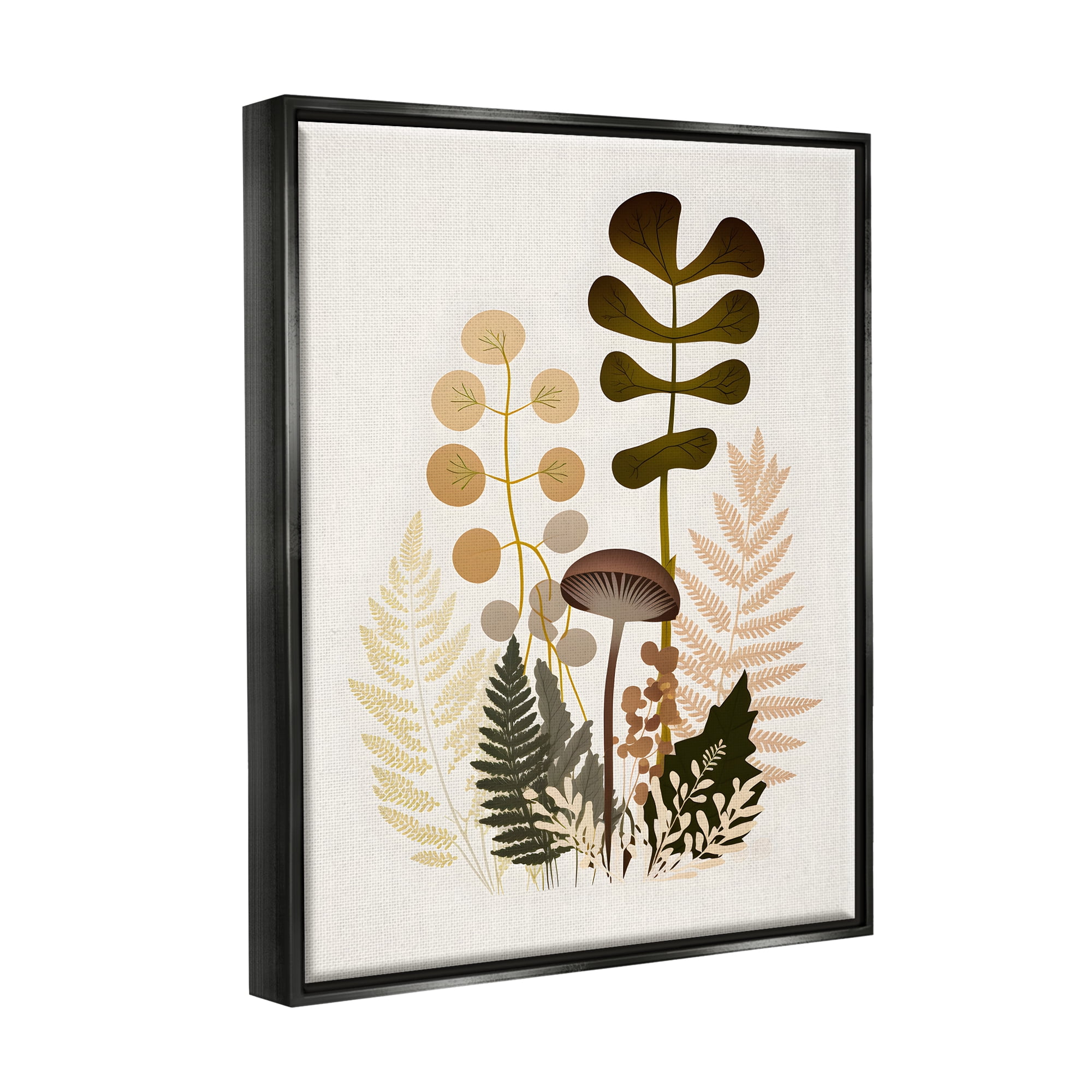 Stupell Industries Neutral Forest Botanicals Botanical & Floral Painting Black Floater Framed Canvas Art Print Wall Art, 25 x 31