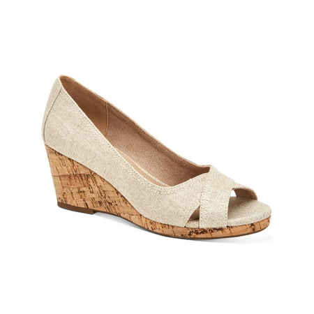 

CHARTER CLUB Womens Beige Open Toe Wedge Slip On Heels 10