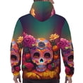 thumbnail image 7 of Naloa Vintage Patterned Skull Men's Casual Hooded Collar Drawstring Hoodies Pullover Sweatshirts Casual Long Sleeve Shirts-Small, 7 of 7