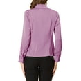 thumbnail image 3 of INSPIRE CHIC Women's Ruffled Stand Collar Long Sleeve Button Office Satin Shirt S Purple, 3 of 7