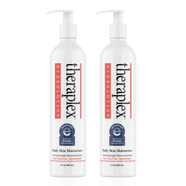 THERAPLEX Hydrolotion - Hidratante diario para la piel y el cuerpo, sin parabenos ni conservantes, no comedogénico e hipoalergénico, sin fragancia, recomendado por dermatólogos, paquete de 2