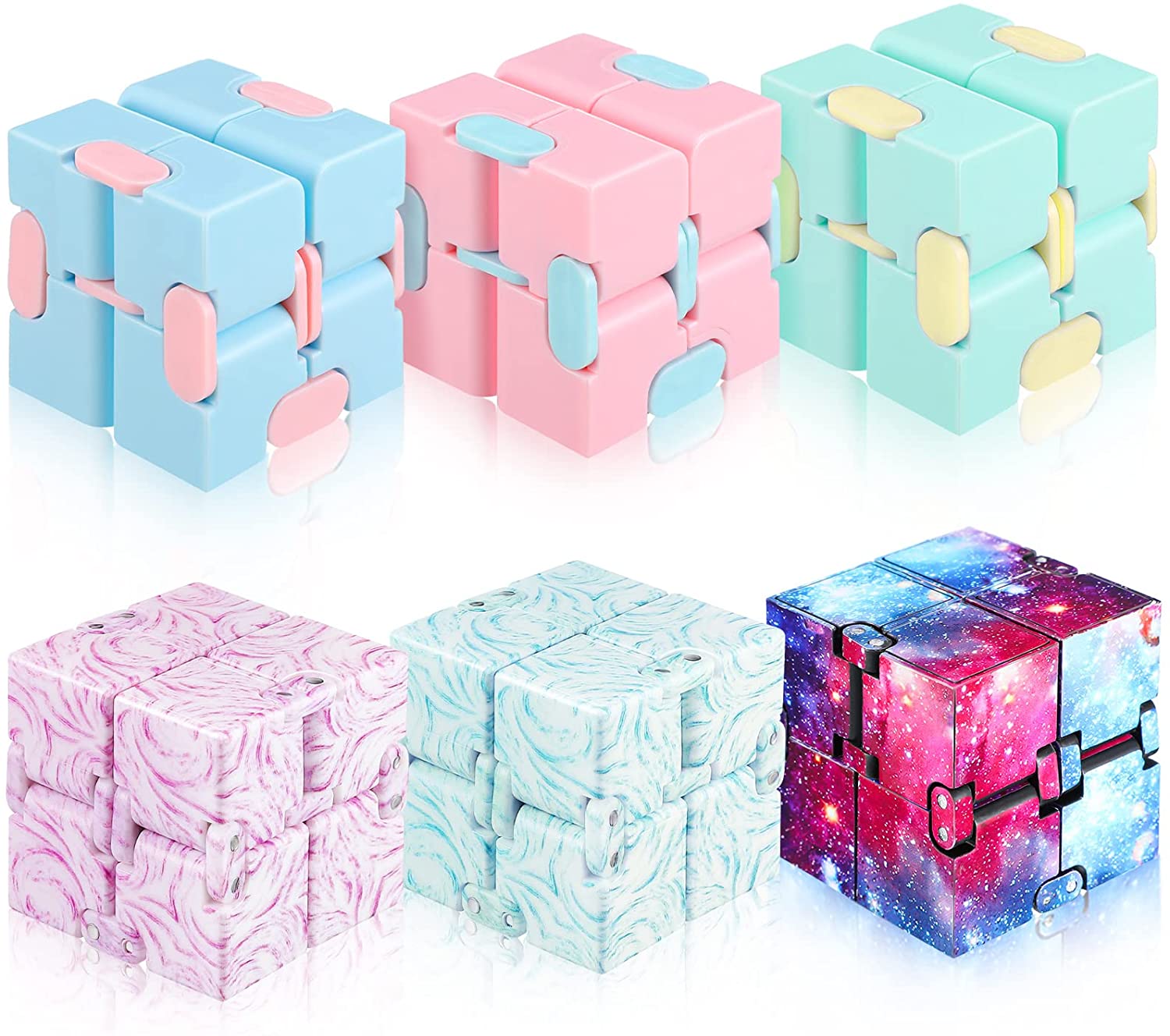 2 Infinity Cube Fidget - Jouet Anti-stress Pour Doigts - Bureau, ADD, ADHD - Bleu Et Rose - 7