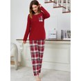thumbnail image 6 of MecTo Pajamas Set for Women Casual Long Sleeve Plaid Crew Neck Sleepwear with Chest Pocket Sleepwear Loungewear,PJ Set 2 Piece (Women's), 6 of 7