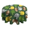 thumbnail image 4 of Green Football Helmets and Balls Pattern Round Tablecloth 60"x60",Wrinkle Wipeable Table Cloth for Kitchen Dining Room Picnic Patio Party, 4 of 6