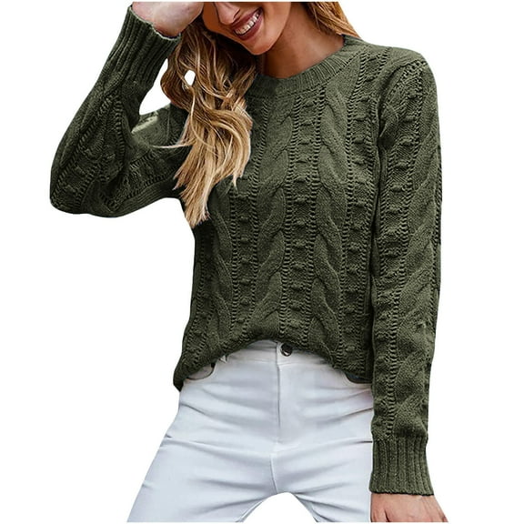 POROPL Sweaters for Women Long Sleeve Crew Neck Sweater Knitted Top Pullover Size S-XXL