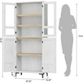thumbnail image 3 of Hetoy 71-Inch Tall Storage Cabinet, Kitchen Food Cabinet, 5-Shelf Bathroom Cabinet, Glass Door with 4-Door Adjustable Shelves for Kitchen, Dining Room, Bathroom, Antique White, 3 of 8