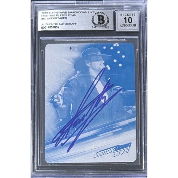Undertaker Signed 2019 Topps WWE Printing Plate Cyan Beckett 14057851 Auto 10