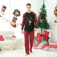 thumbnail image 2 of Odeerbi Christmas Pajamas for Family Holiday Long Sleeve Family Christmas Pajamas Matching Sets Dad Parent Child Printed Loungewear Top+Pants Set Two-Piece Sleepwear Xmas PJs Set Red, 2 of 6