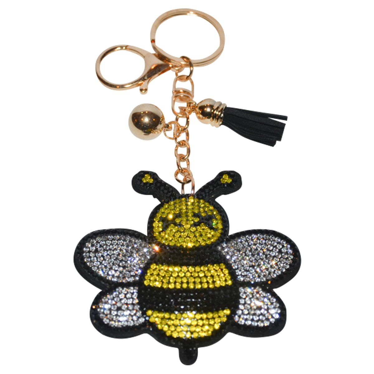 Keyring Key Fob Lanyard Handmade Wristlet Beige Bee Key Holder Bumble Bee 