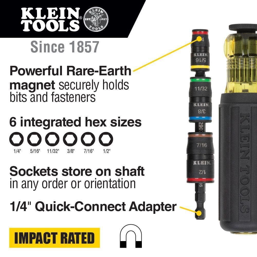 Klein Tools 7in1 Impact Flip Socket W/Handle 32900