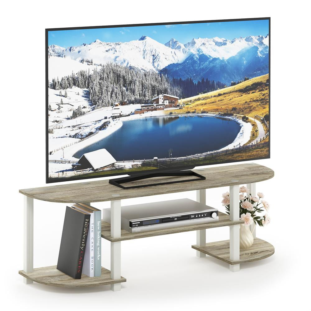 Furinno Turn-S-Tube Television Stands Wide TV Entertainment Center, Sonoma Oak/White