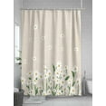 thumbnail image 5 of Spring Floral Shower Curtain Set, Waterproof Shower Curtains for Bathroom, White Daisy Farmhouse Linen Texture Washable Fabric Cloth Bath Curtain for Bathtub Decoration with Hooks 72x78 Inches, 5 of 6