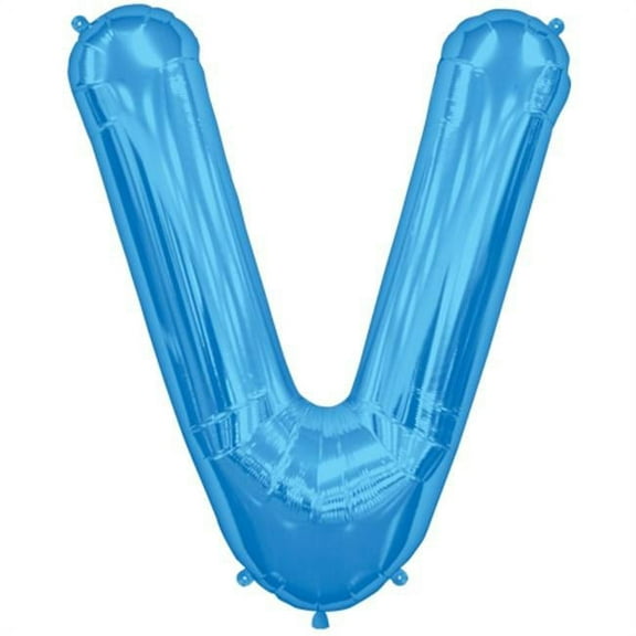 34 inch Letter V - Northstar - Blue Foil Mylar Balloon - Party Supplies Decorations