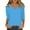 01# Sky Blue, variant on Qwertyu Womens Tops 3/4 Sleeve T-shirts for Women Casual V-Neck Three Quarter Length Sleeve Solid Fashion Loose Pullover White 3XL