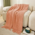 thumbnail image 5 of Btomtd 50"x68" Fringe Wool Blanket for Air Conditioning Afternoon Nap Sofa Throw Blanket Cozy Bed Blanket Warm Blanket, Pink, 5 of 6
