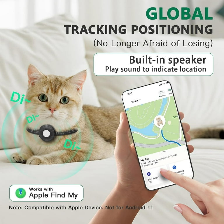 ZITTZ Cat Tracker Collar No OIF8 Monthly Fee Cat Tracker Only Pet Tracker for Cats with Safety Elastic Buckle Works with Any Collar Compatible with Apple Find My App not for Android Walmart