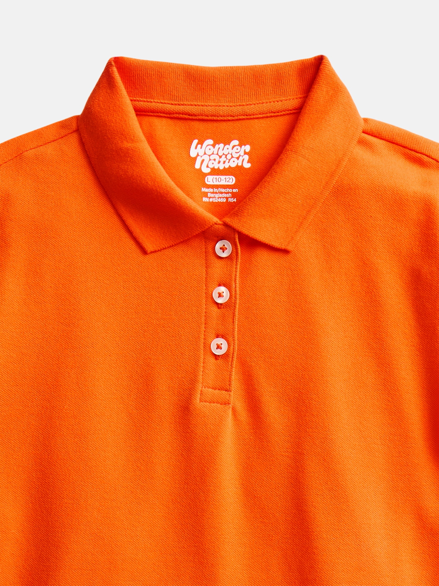Wonder Nation Girls School Uniform Pique Polo Shirt with Short Sleeves, Size 4-18