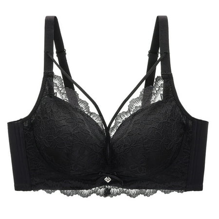 SMihono Women s Push Up Bralette Full Coverage Unpadded Unlined Underwire Bras Stylish Lace Embroidery Hollow-Out Everyday Bra Black S