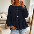 thumbnail image 2 of Yigetop Women's Boat Neck Peplum Sweatshirt Lightweight Long Sleeve Loose Fit Casual Pullover Tops Navy XL, 2 of 4
