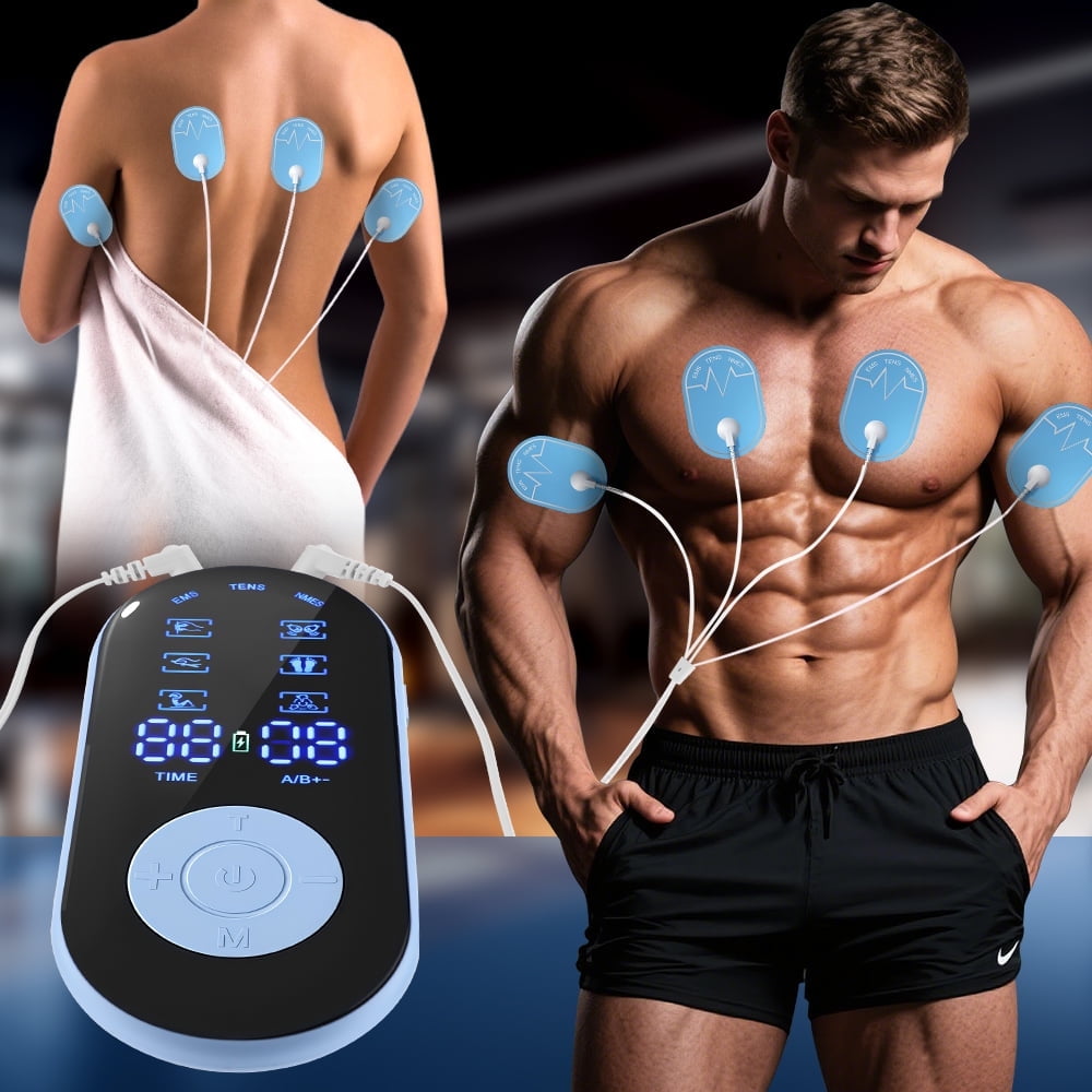 BAISEMAIN 3-in-1 TENS Unit Muscle Stimulator,Unit Muscle Stimulator for Relaxation,EMS Dual Channel Pulse Massager with 8 Reusable Electrode Pads 18 Modes for Back Neck Muscle Relief,Wireless Tens