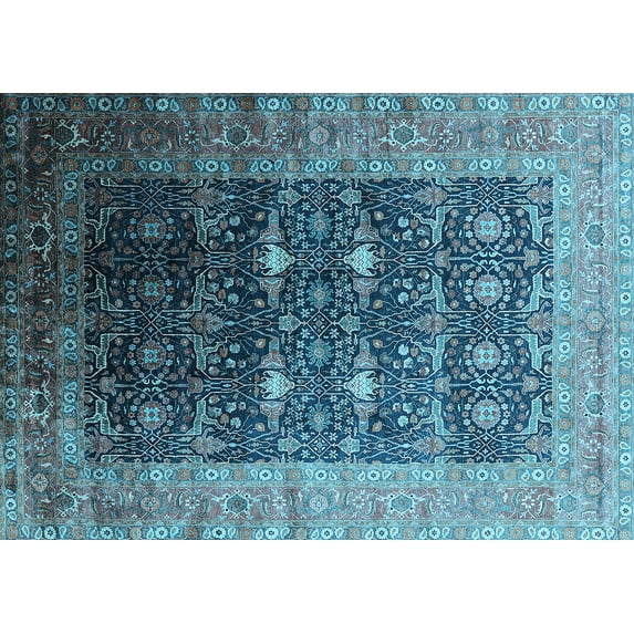 Ahgly Company Indoor Rectangle Oriental Light Blue Industrial Area Rugs, 5' x 8'
