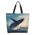 thumbnail image 1 of Disketp Dancing Whale Bolsa Tote Estampada para Mujer, Bolso de Hombro y de Mano para Compras y Viajes, 1 of 8