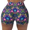 thumbnail image 2 of Rateoe Roosters 1 Printed Power Workout Shorts for Women Tummy Control Squat Proof Ribbed Thick Seamless Scrunch Active Short-Large, 2 of 8