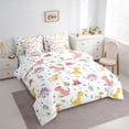 thumbnail image 3 of Homewish Kawaii Dinosaur Kids Bedding Comforter Set 7pcs, Cute Cartoon Animal Queen Bedding Sets, Flower Leaf Plant Reversible Queen Sheet Sets, Microfiber Bedroom Decor, 3 of 7