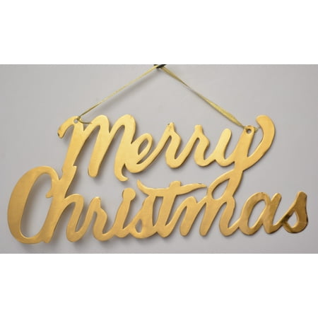 Holiday Time Metal Hanging Merry Christmas Word Decor Gold, 18 x 7.5 ...