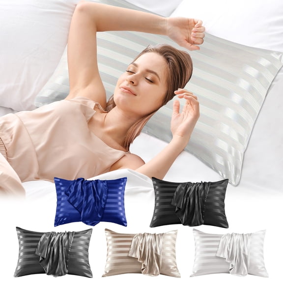 TTJ 2-Pack Satin Emulation Pillowcases 20x26 in Smooth Hair And Skin Friendly Pillow Covers Zipper Closure Luxury Sleep Beauty Pillow Shams Hotel Quality