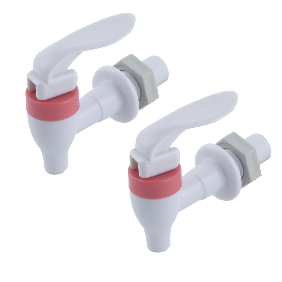Plastic Push Type Water Dispenser Tap White Pink 15mm Connector Dia