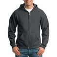 thumbnail image 2 of Men's Thickened Solid Color Zip Up Hoodie Sweatshirt Long Sleeve Crewneck Loose Fashion Cardigan for Winter, 2 of 4