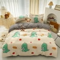 thumbnail image 1 of Kawaii Green Dinosaur Floral 120Gsm Polyester Bedding Set, 1 of 9