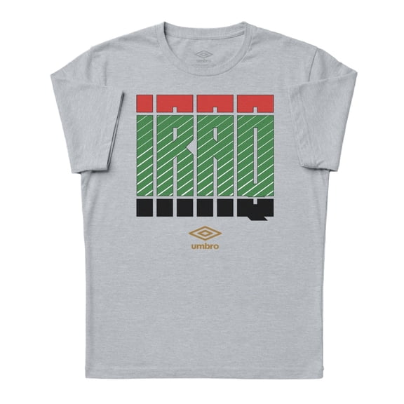 Umbro Men's Iraq Stacked Soccer T Shirt (Grey Heather, S-XXXL)