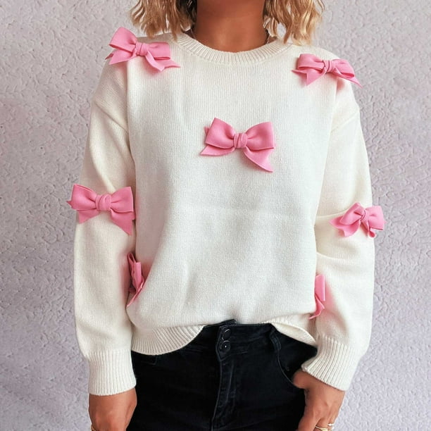 Suéter de cuello redondo para mujer, jersey de manga larga con cuello redondo, color liso, tejido holgado, jersey de poliéster.