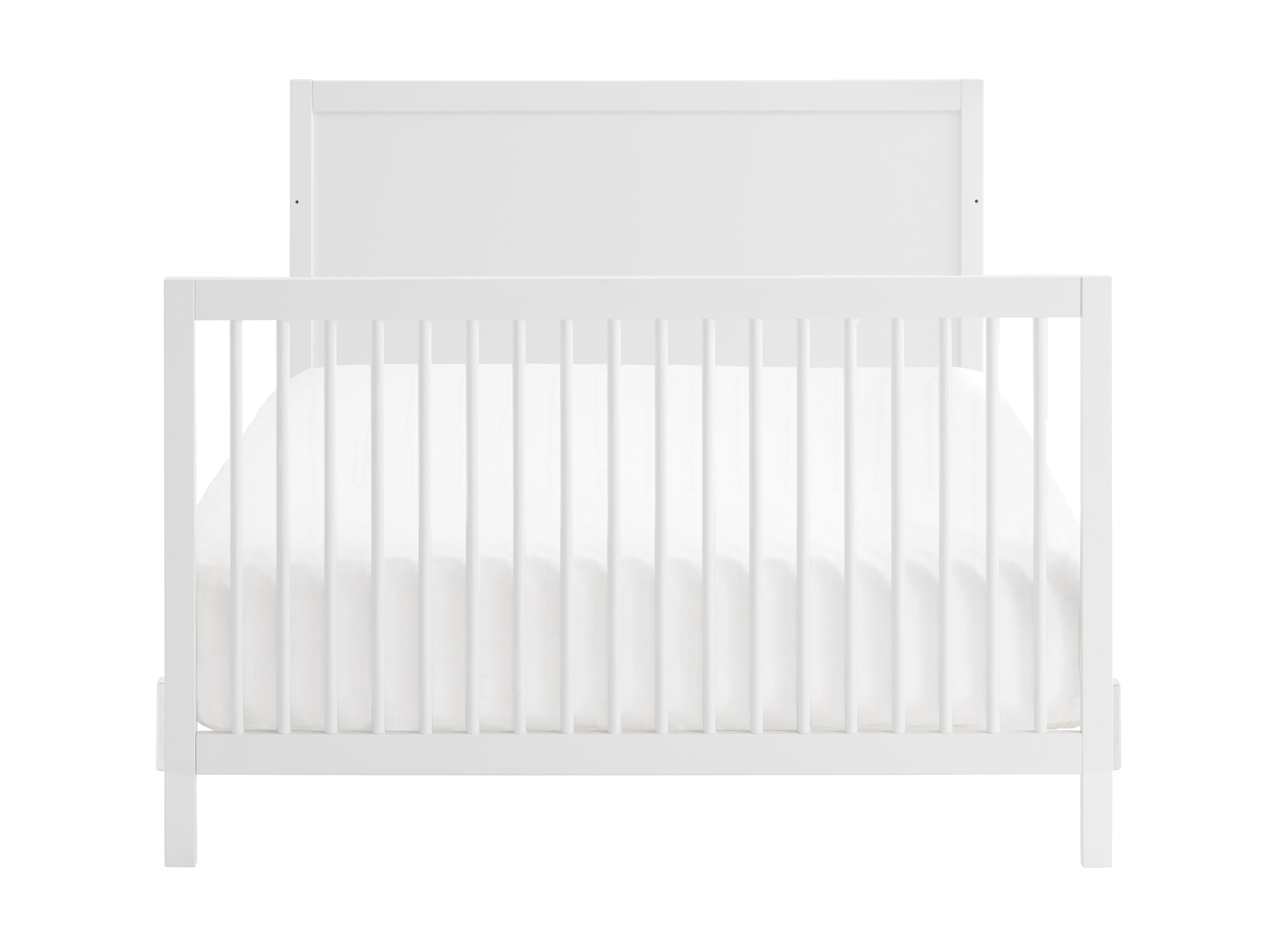 Oxford Baby Essential 4-in-1 Convertible Panel Crib with Round Spindles, White
