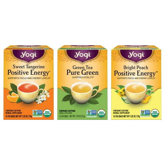Yogi Tea Revitalize Variety Pack Sampler, Energy Tea Bags, 3 Boxes of 16