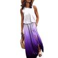 thumbnail image 4 of B91xZ Robes Décontractées Sans Manches pour Femmes Robe Longue Plissée à Nouer Col en V, Violet TTG, 4 of 5