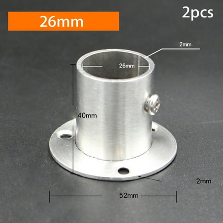 

Stainless Steel Cabinet Clothes Closet Rod Bracket Holder Flange Socket 2 Pcs