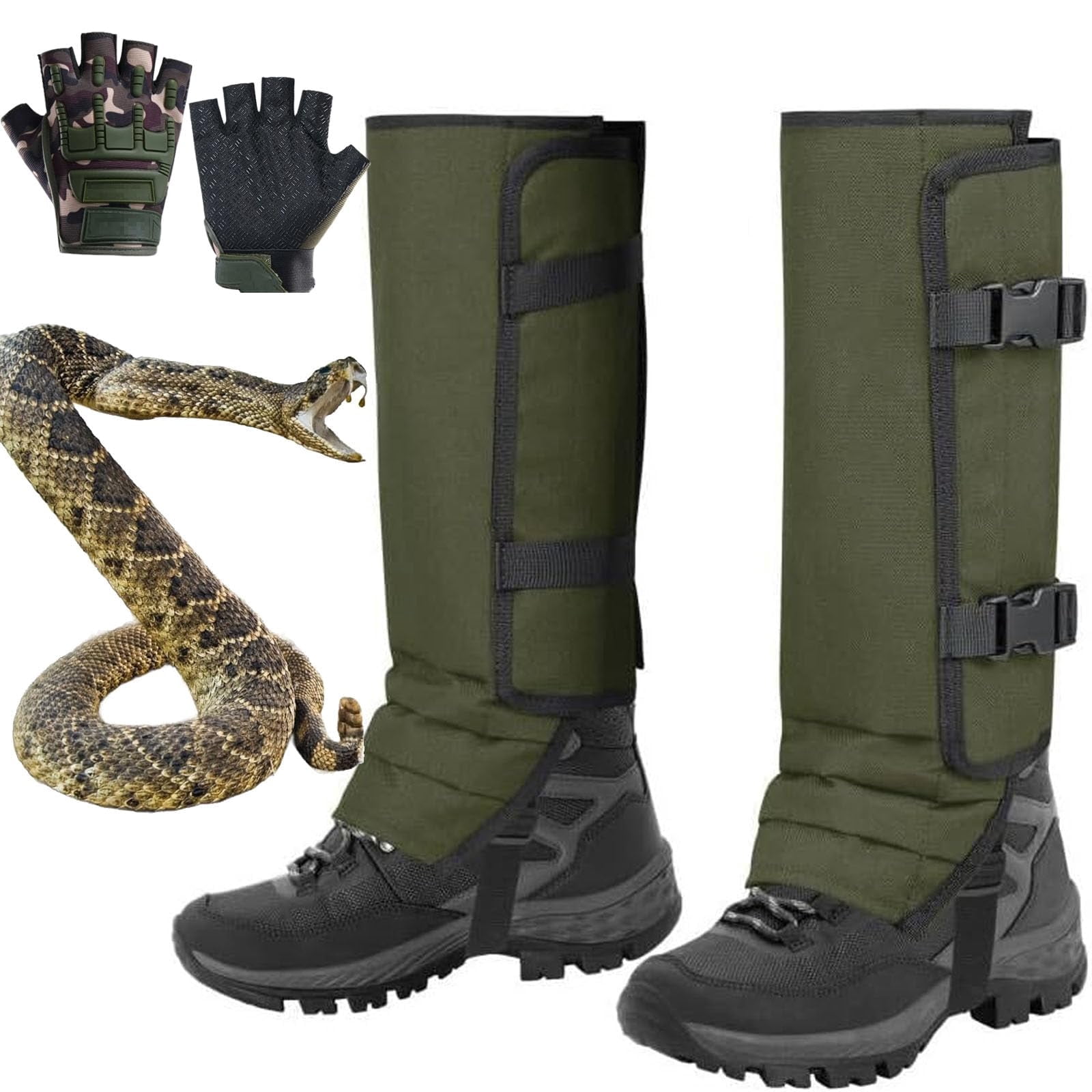 Unisex Adjustable Outdoor Snake-Resistant Leg Gaiters Snake-Proof Leg Guards Adjustable for Hunting Hiking & Yard Work Green C