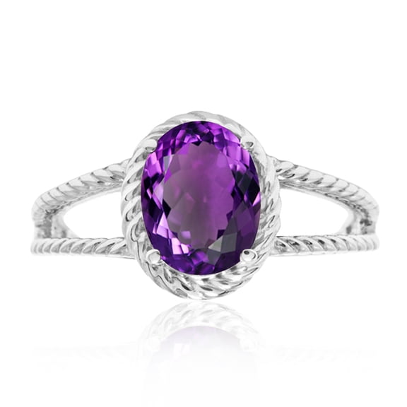 1.25 Carat Oval Shape Amethyst Ring In 10K Solid Rose, White & Yellow Gold