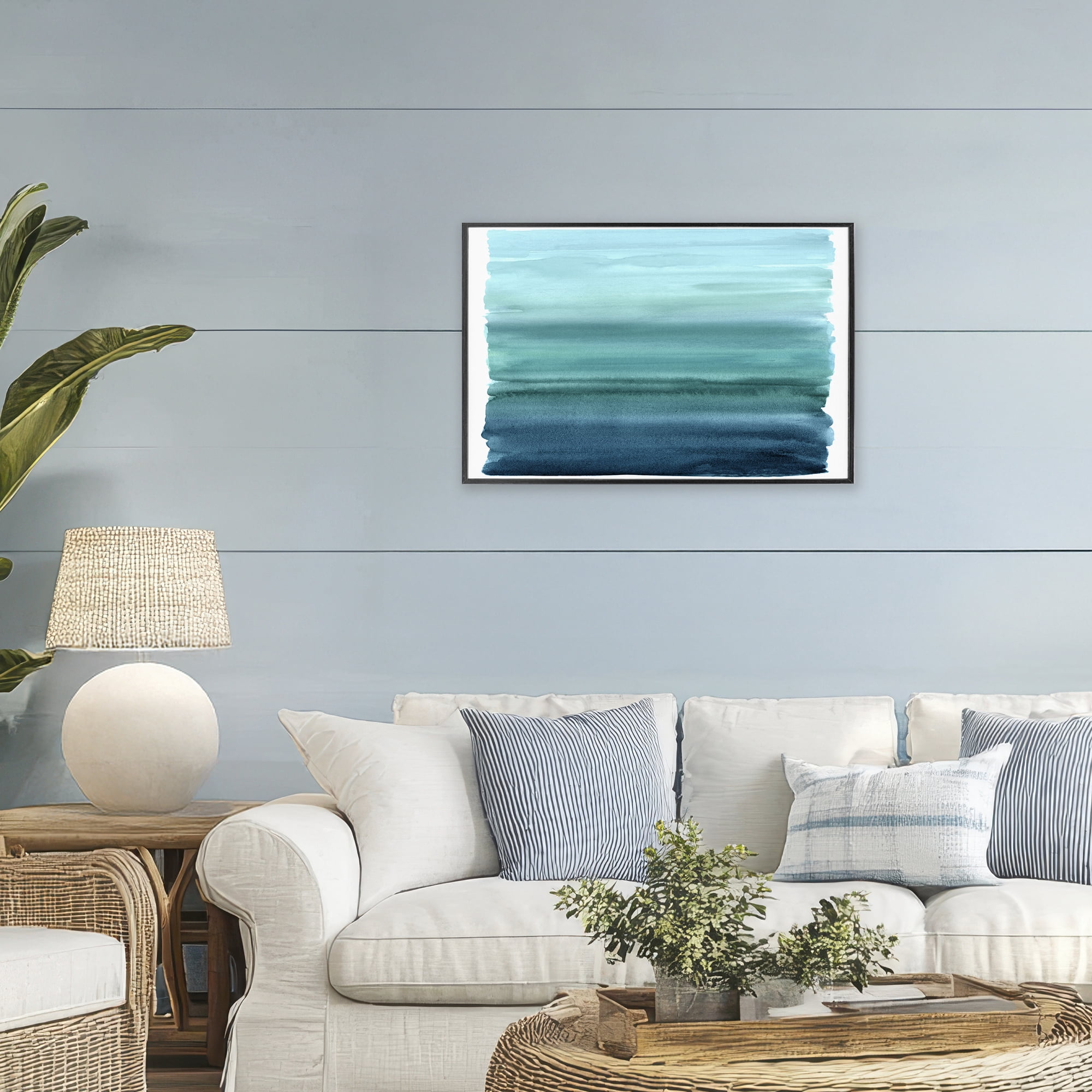 Stupell Industries Ombre Teal Gradient Black Framed Giclee Art, design by Allie Corbin