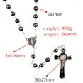 thumbnail image 2 of Hematite Black Silver Anti-Tarnish Spanish-Style Cross Crucifix Christian Prayer Beads Jewelry-283-HC, 2 of 3